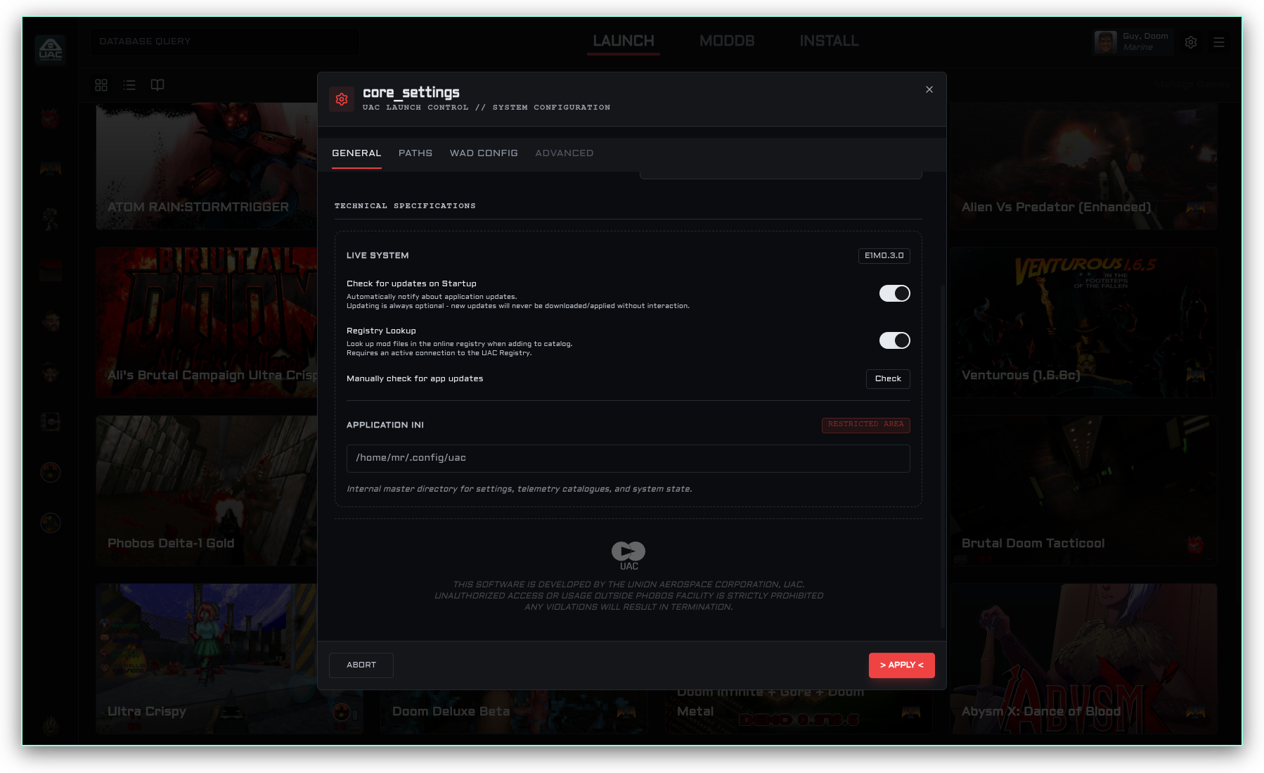 UAC Launch Control Settings